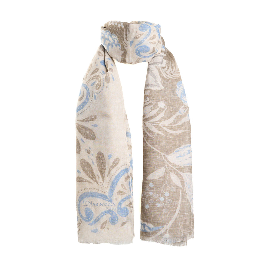 BEIGE COTTON AND LINEN SCARF