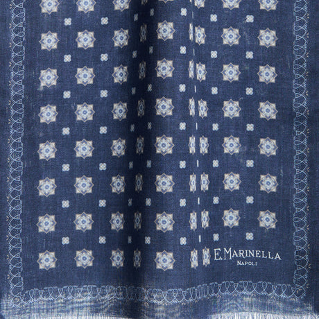 SCIARPA TUBOLARE BLU SCURO IN LANA E SETA