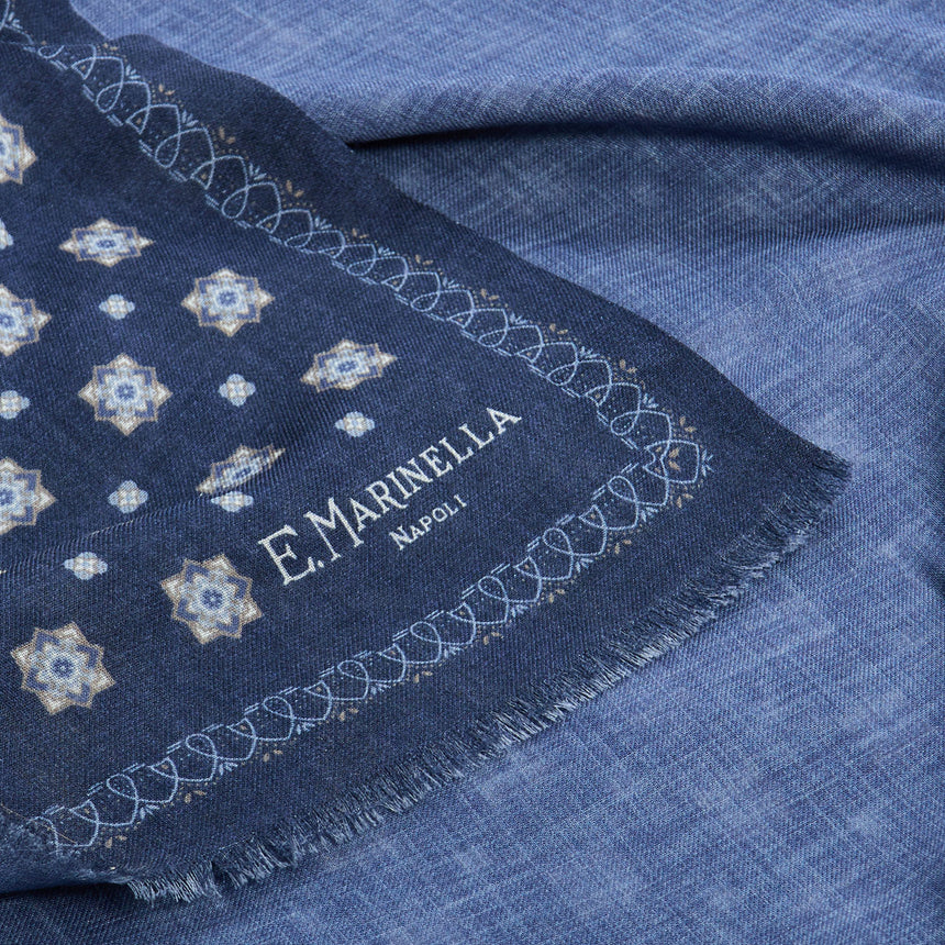 SCIARPA TUBOLARE BLU SCURO IN LANA E SETA