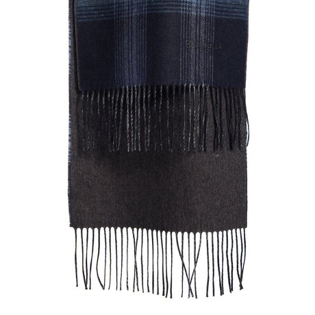 BICOLOR DARK BLUE SILK AND CASHMERE SCARF