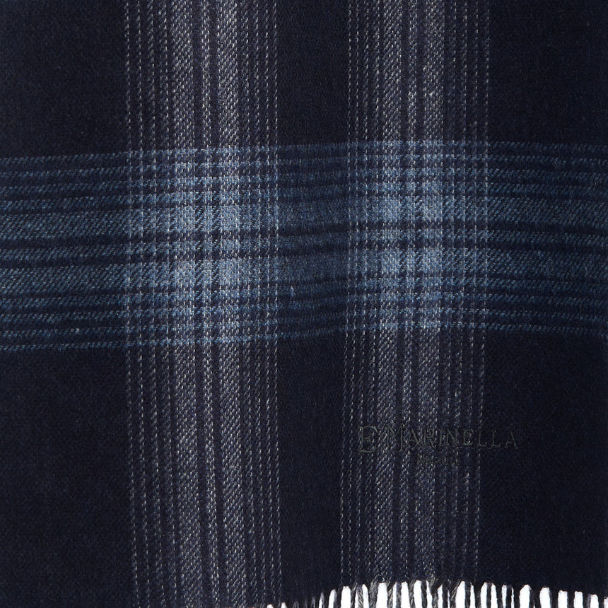 BICOLOR DARK BLUE SILK AND CASHMERE SCARF