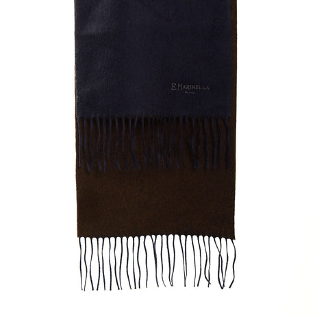 BICOLOR DARK BLUE AND BROWN SILK AND CASHMERE SCARF