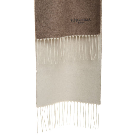 BICOLOR CAMEL AND BEIGE SILK AND CASHMERE SCARF