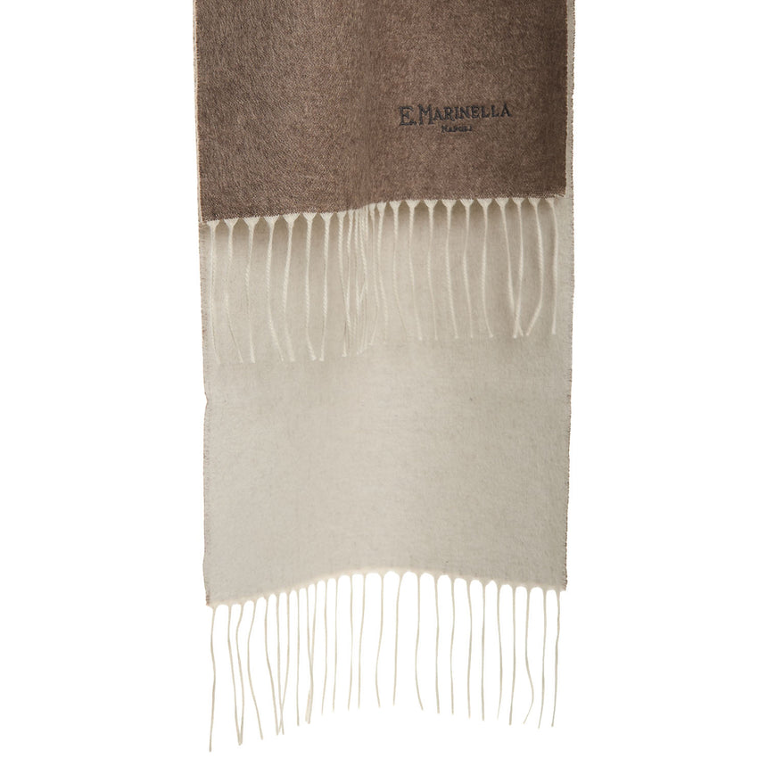 BICOLOR CAMEL AND BEIGE SILK AND CASHMERE SCARF