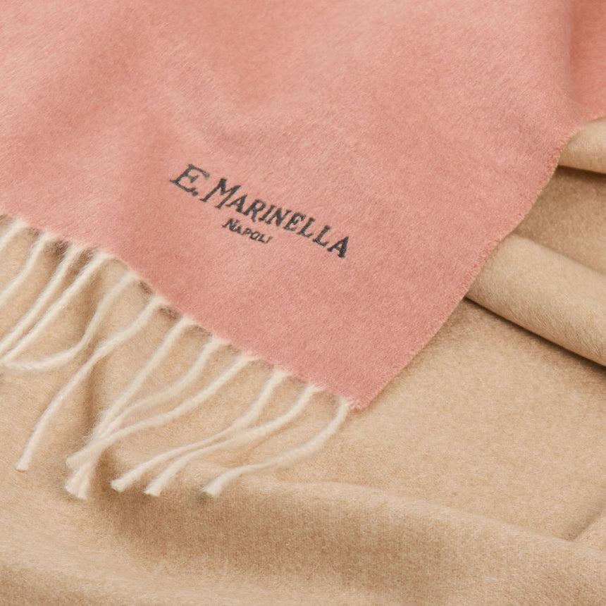 BICOLOR PINK AND BEIGE SILK AND CASHMERE SCARF