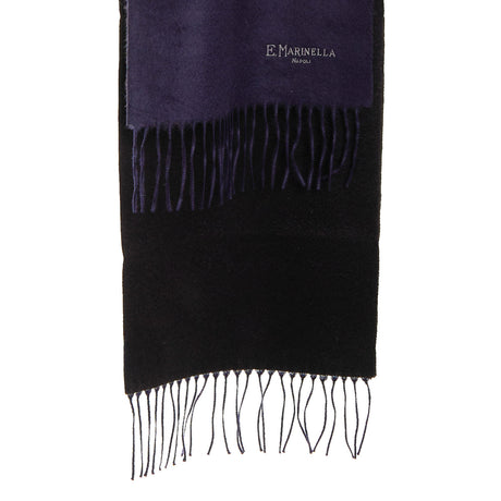 SCIARPA BICOLOR BLU SCURO IN SETA E CASHMERE