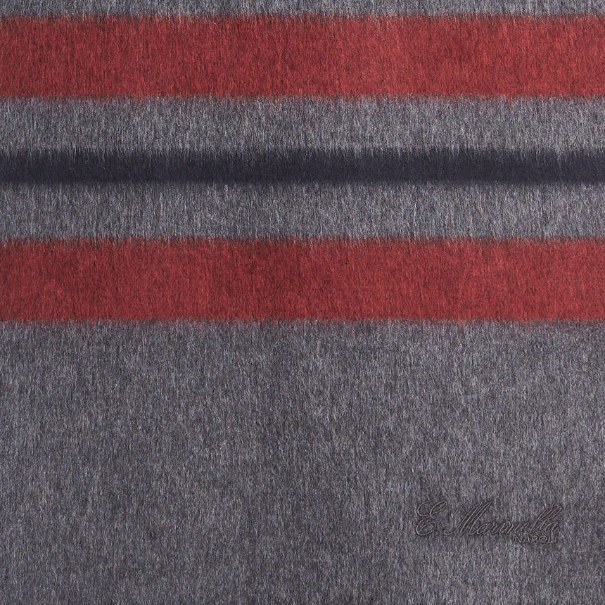 MULTICOLOR GREY AND RED SILK AND CASHMERE SCARF