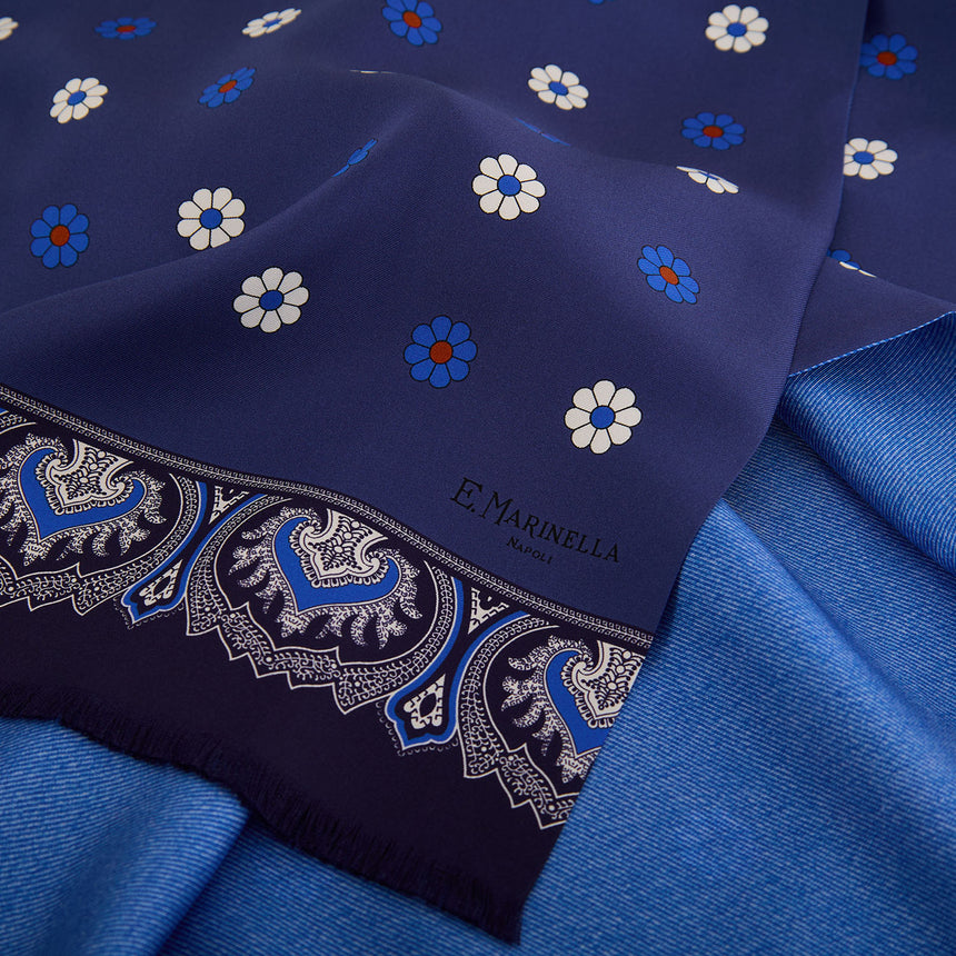 SCIARPA TUBOLARE BLU IN SETA TWILL