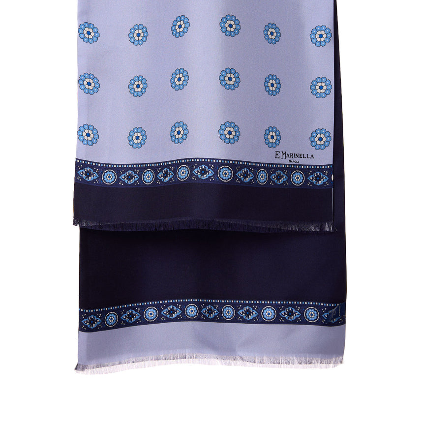 SCIARPA TUBOLARE BLU IN SETA TWILL