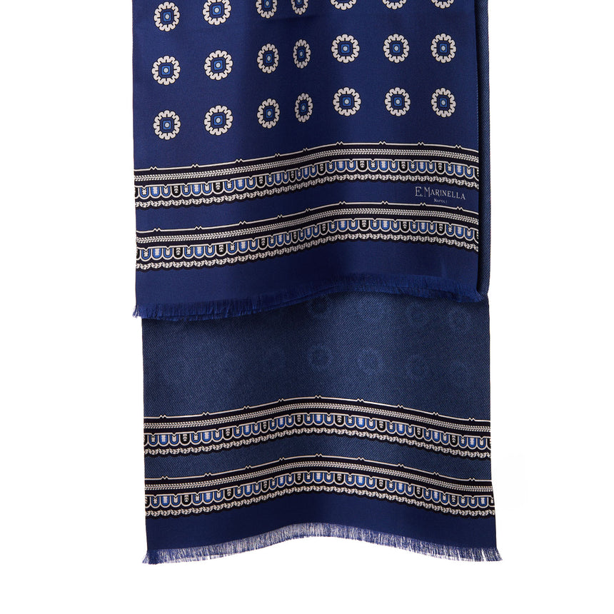SCIARPA TUBOLARE BLU IN SETA TWILL