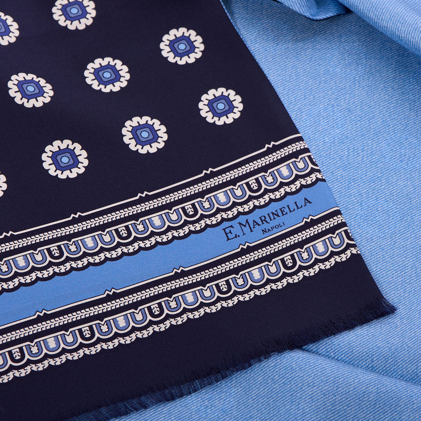 SCIARPA TUBOLARE BLU SCURO IN SETA TWILL