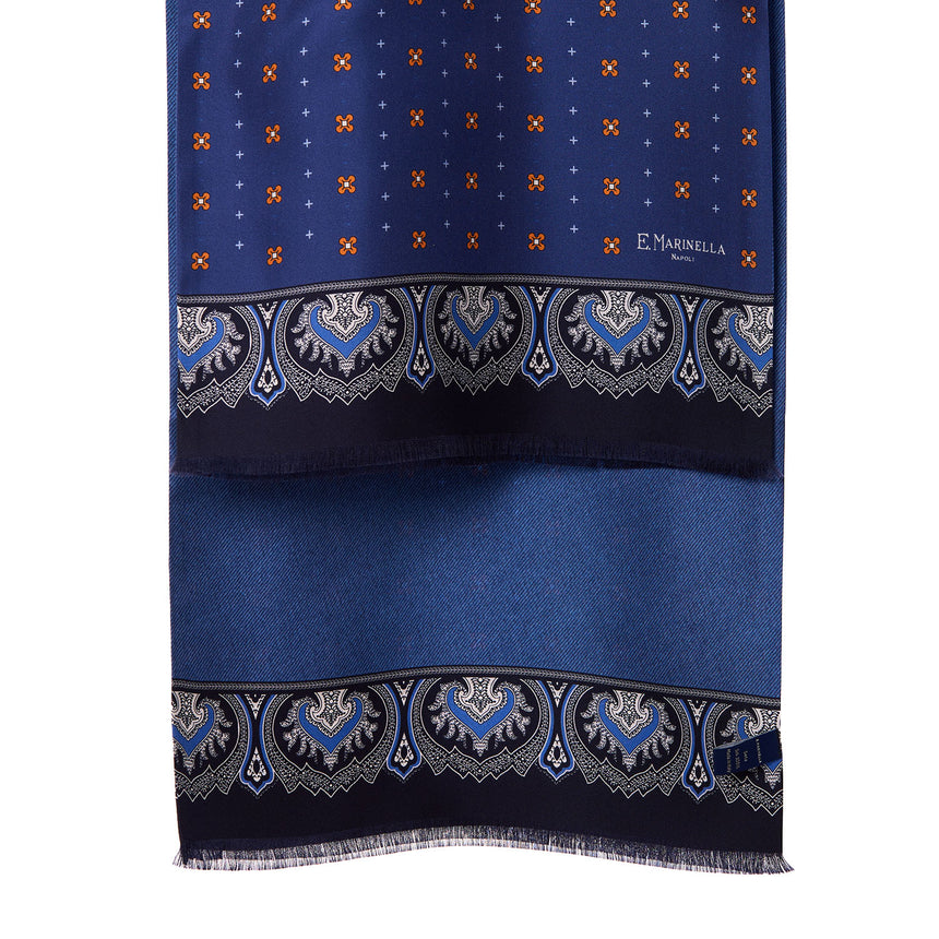 SCIARPA TUBOLARE BLU IN SETA TWILL