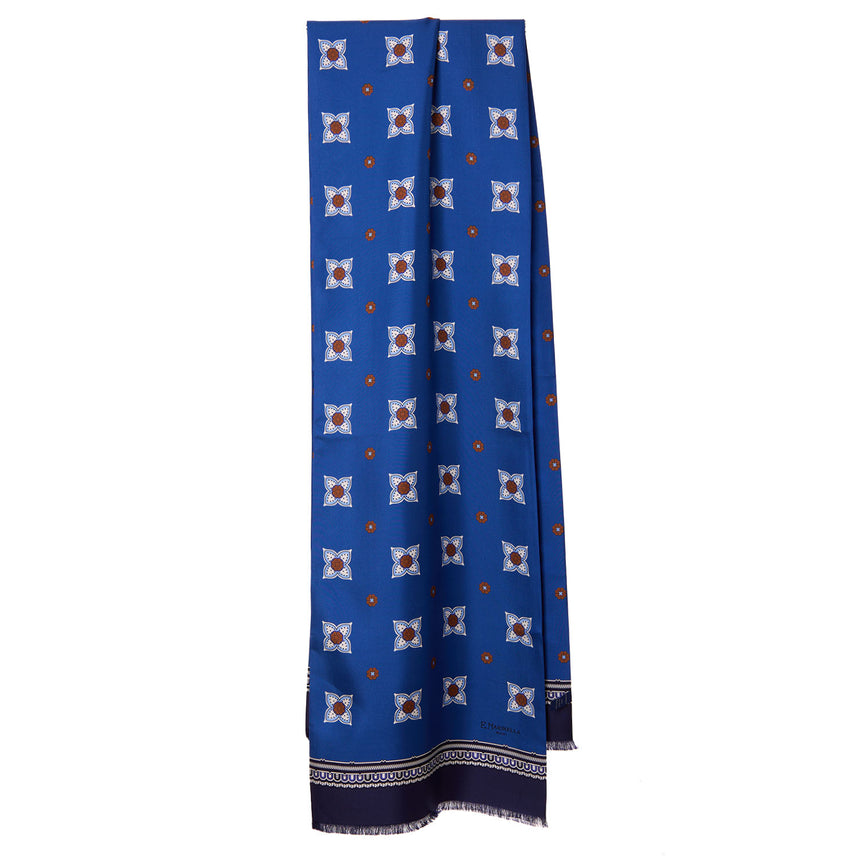 SCIARPA TUBOLARE BLU IN SETA TWILL