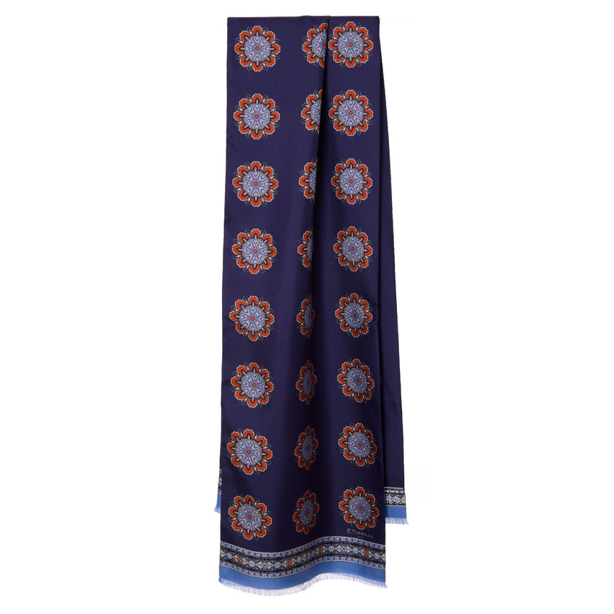 SCIARPA TUBOLARE BLU SCURO IN SETA TWILL