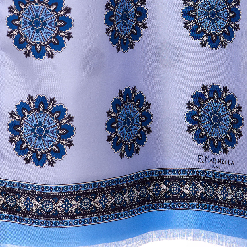 LIGHT BLUE AND BEIGE DOUBLE SILK SCARF