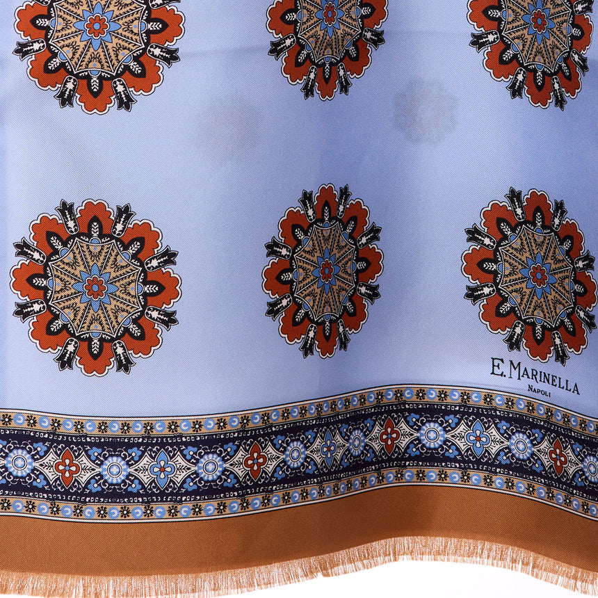 LIGHT BLUE  AND BEIGE DOUBLE SILK SCARF