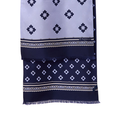 SCIARPA TUBOLARE AZZURRA E BLU SCURO IN SETA TWILL