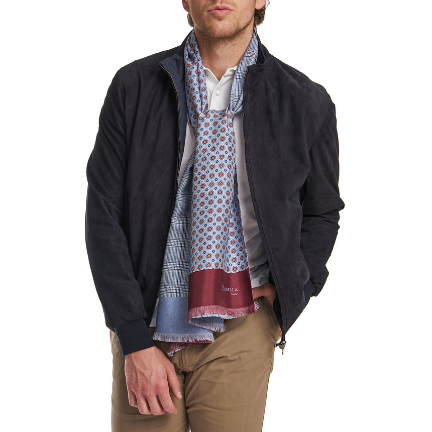 SCIARPA TUBOLARE AZZURRA E BORDEAUX