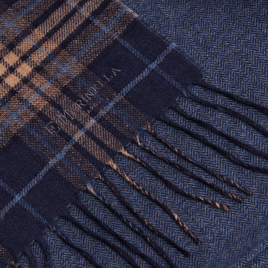 BICOLOR BLUE SILK AND CASHMERE SCARF