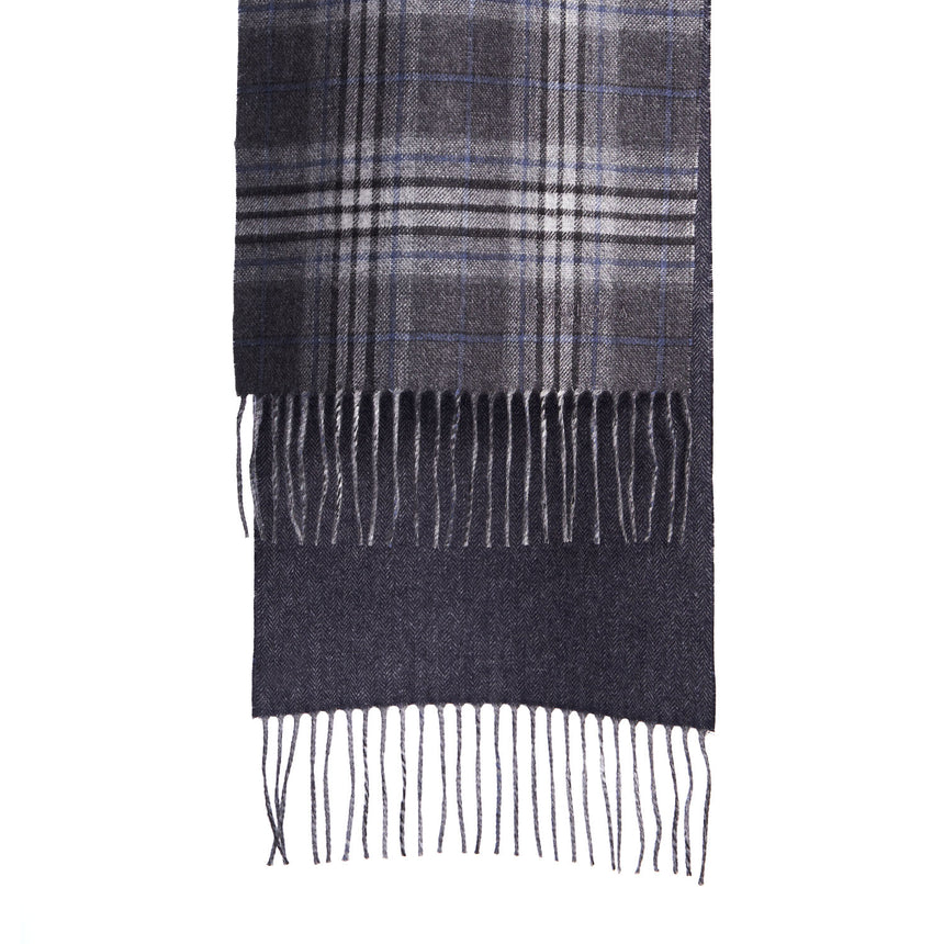 BICOLOR DARK GREY SILK AND CASHMERE SCARF