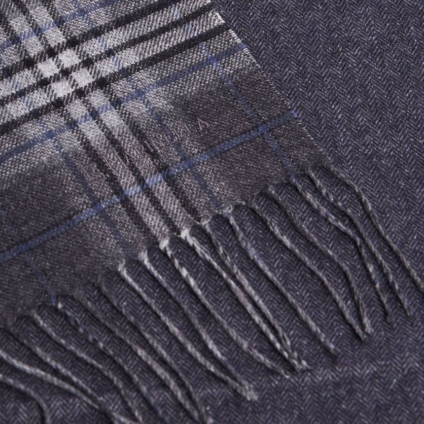 BICOLOR DARK GREY SILK AND CASHMERE SCARF