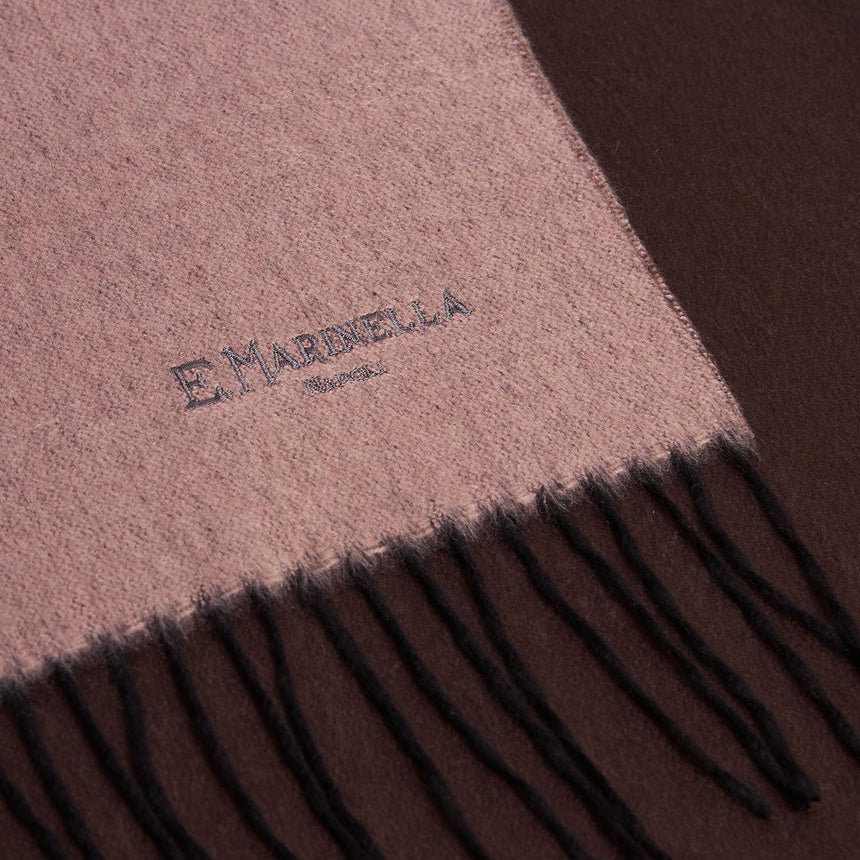 BICOLOR PINK AND DARK BROWN SILK AND CASHMERE SCARF