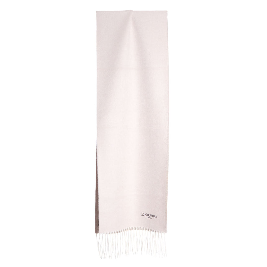 BICOLOR WHITE AND BEIGE SILK AND CASHMERE SCARF