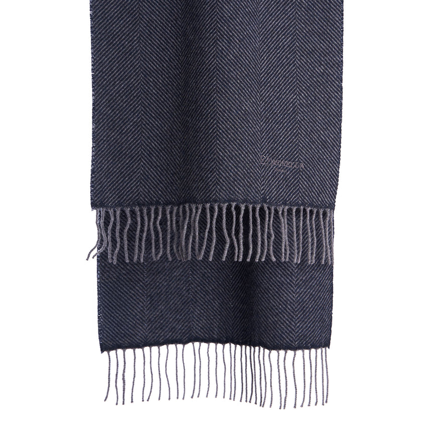 DARK BLUE FRINGED SCARF