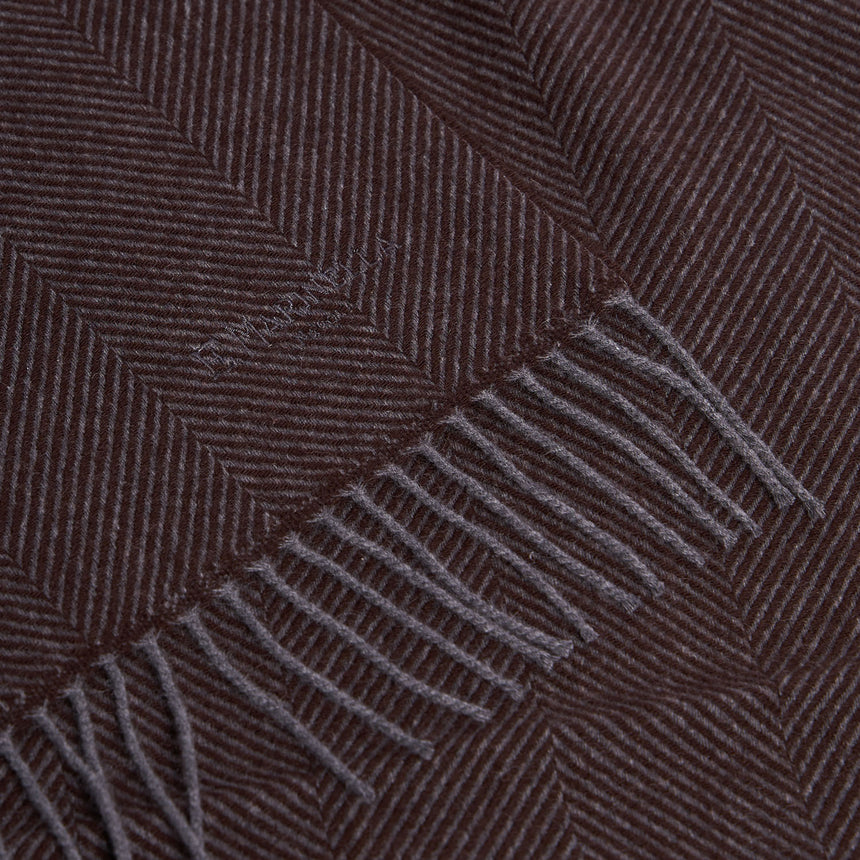 DARK BROWN FRINGED SCARF