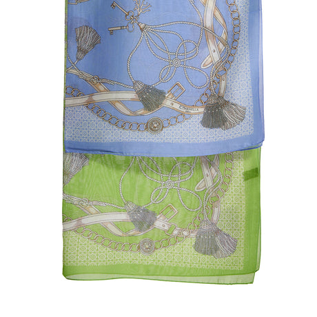 POWDER BLUE TUBULAR SCARF IN COTTON VOILE AND SILK