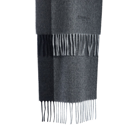 BICOLOR DARK GREY WOOL AND CASHMERE SCARF