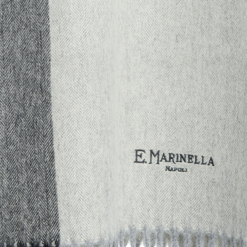 BICOLOR LIGHT GREY WOOL AND CASHMERE SCARF