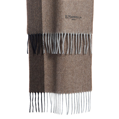 BICOLOR BROWN WOOL AND CASHMERE SCARF