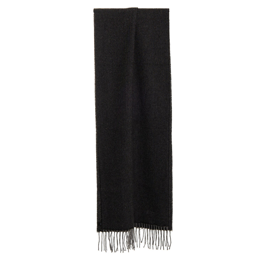 DARK GREY FRINGED SCARF