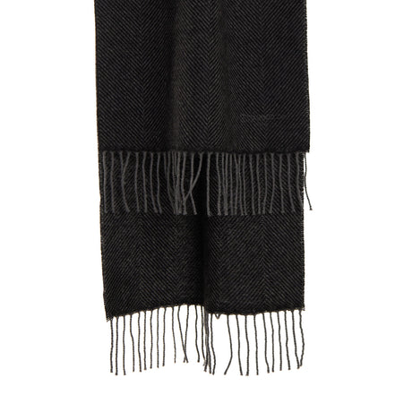 DARK GREY FRINGED SCARF