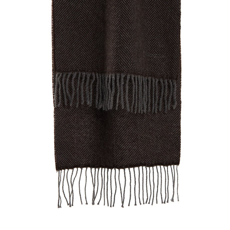 DARK BROWN FRINGED SCARF