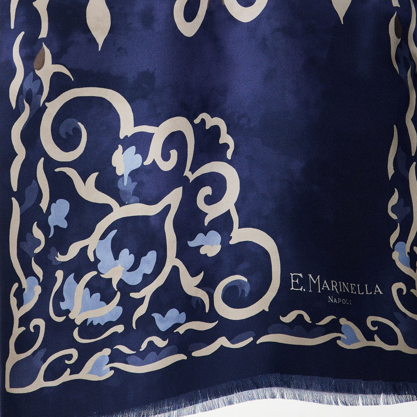 SCIARPA TUBOLARE BLU SCURO IN SETA TWILL