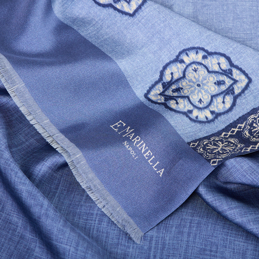 SCIARPA TUBOLARE BLU IN SETA TWILL