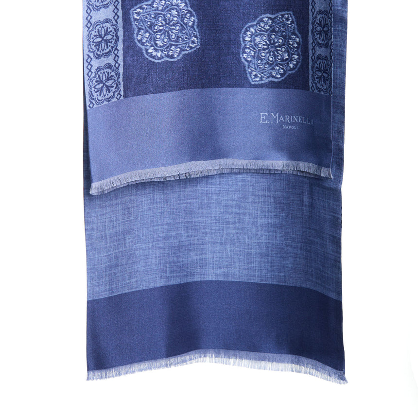 SCIARPA TUBOLARE BLU IN SETA TWILL