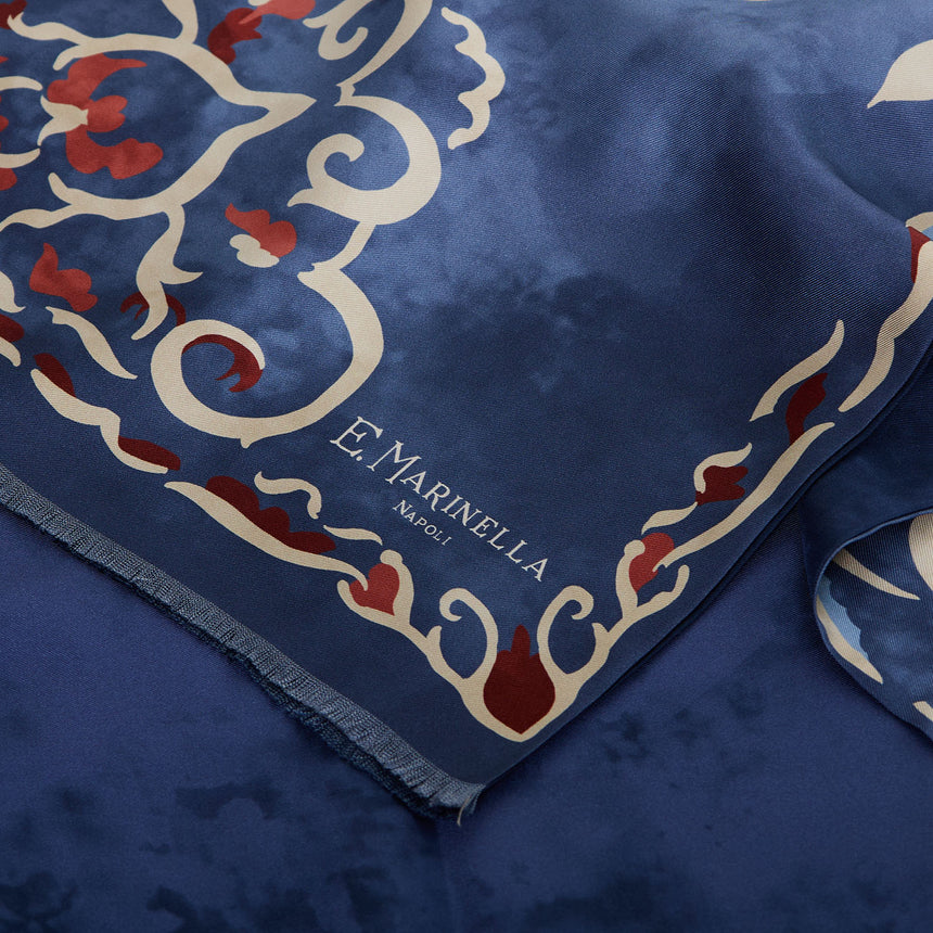 SCIARPA TUBOLARE BLU IN SETA TWILL