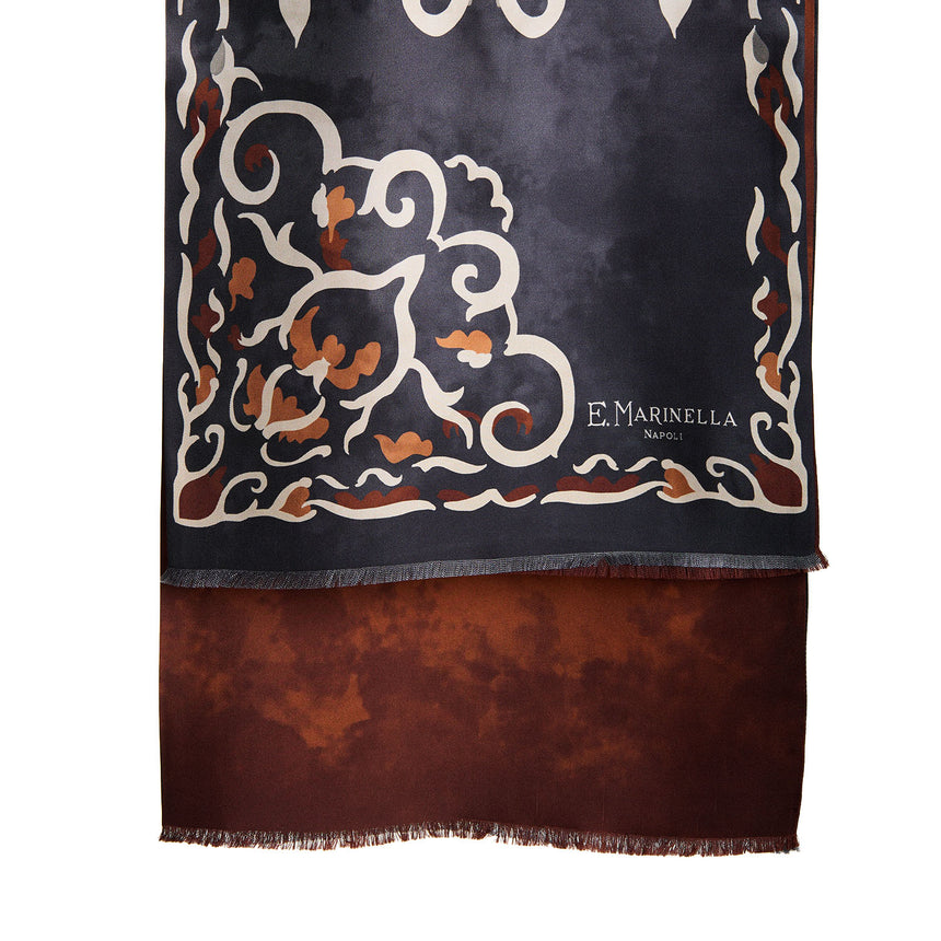 SCIARPA TUBOLARE GRIGIO SCURO IN SETA TWILL