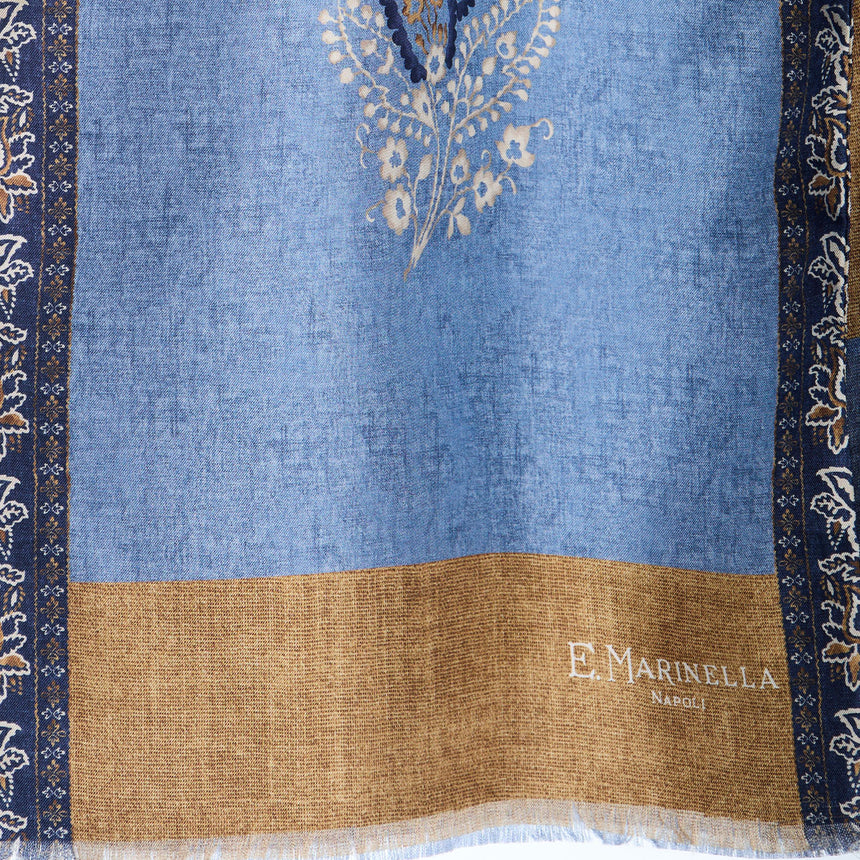 SCIARPA TUBOLARE AZZURRA IN SETA TWILL