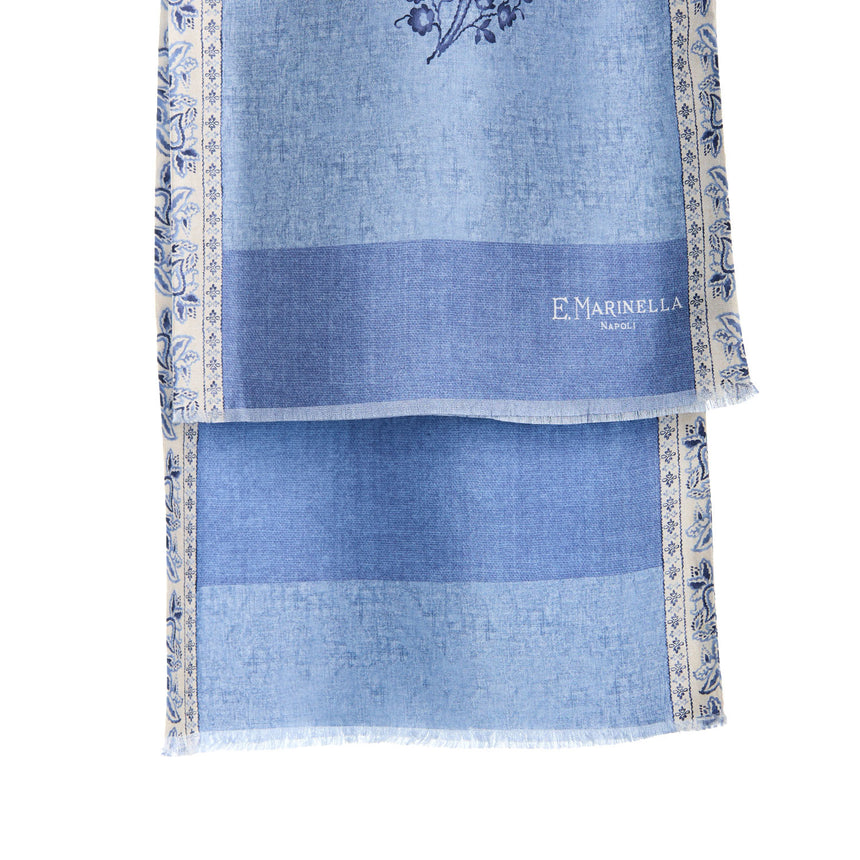 SCIARPA TUBOLARE AZZURRA IN SETA TWILL