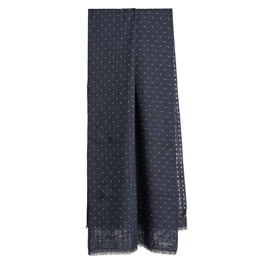 SCIARPA BLU SCURO IN LANA E SETA