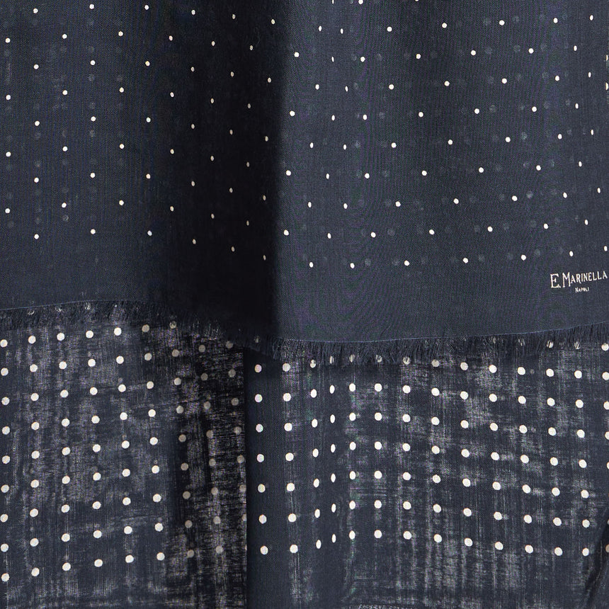 SCIARPA BLU SCURO IN LANA E SETA