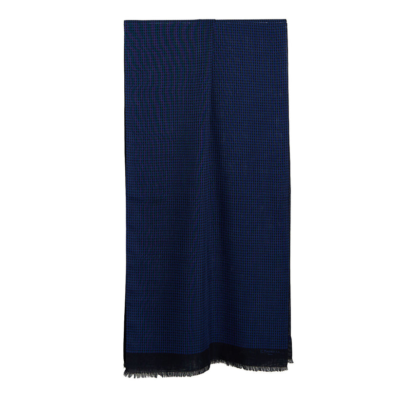DARK BLUE WOOL AND SILK SCARF