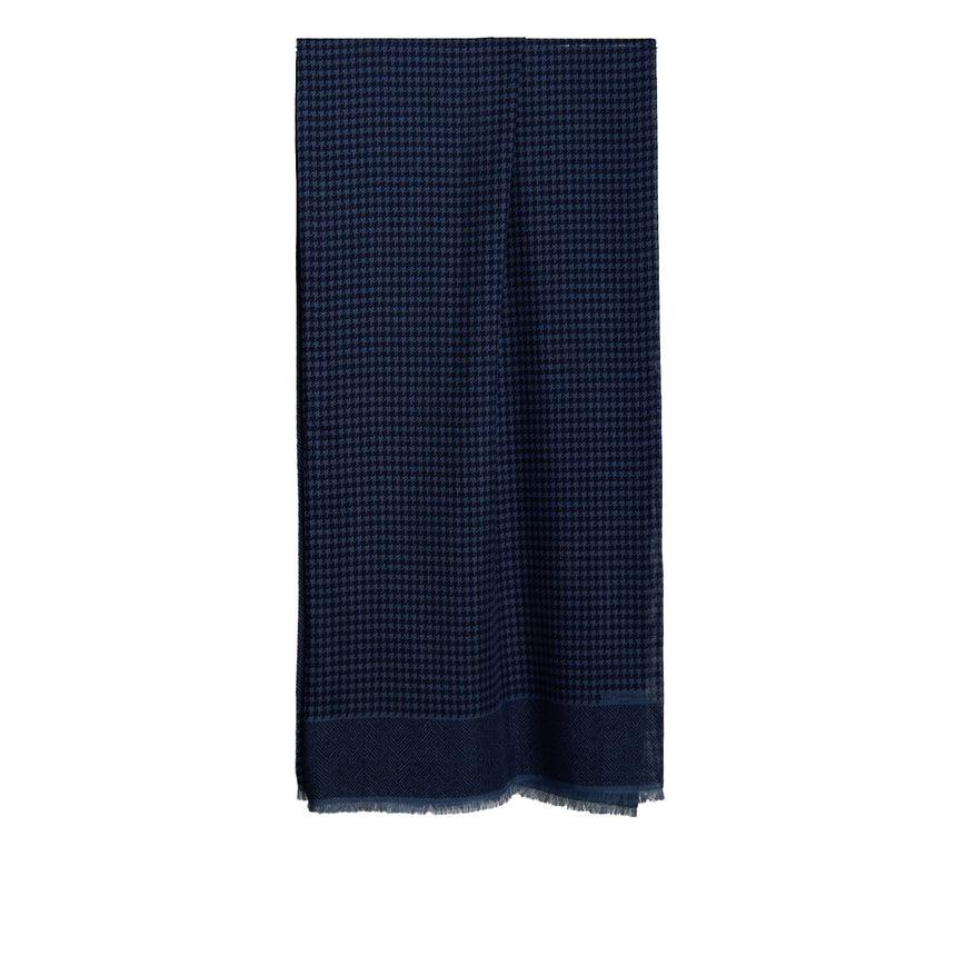 DARK BLUE WOOL AND SILK SCARF