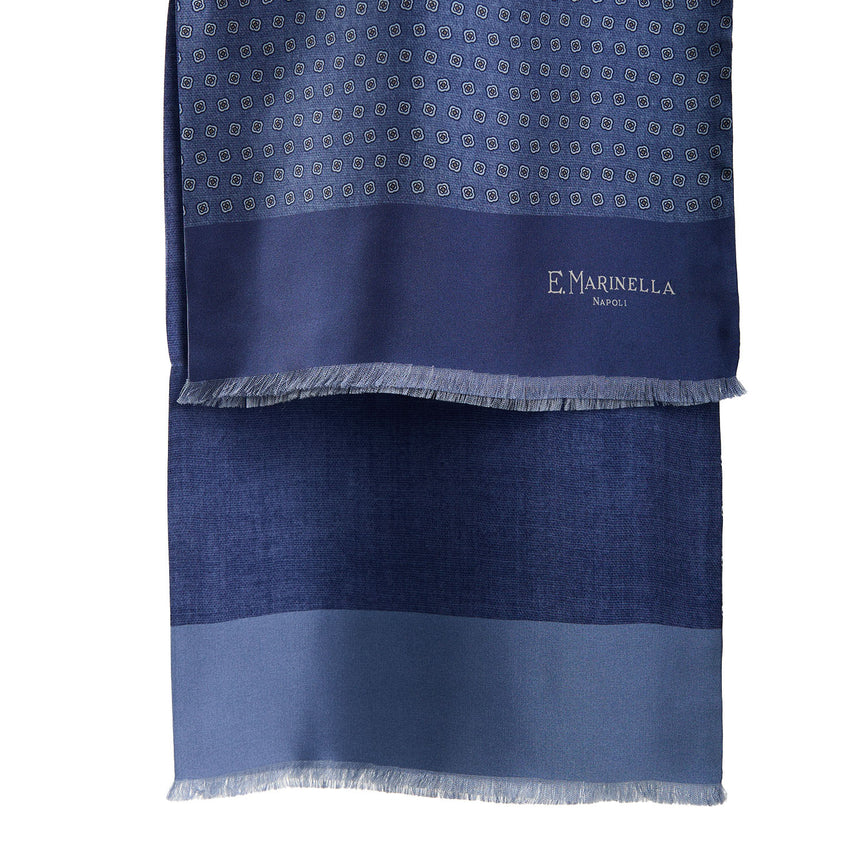 SCIARPA TUBOLARE BLU IN SETA TWILL