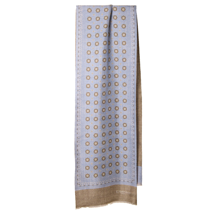 SCIARPA TUBOLARE AZZURRO IN SETA TWILL