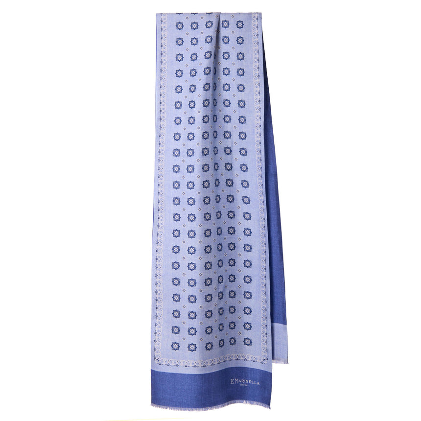 SCIARPA TUBOLARE AZZURRO IN SETA TWILL